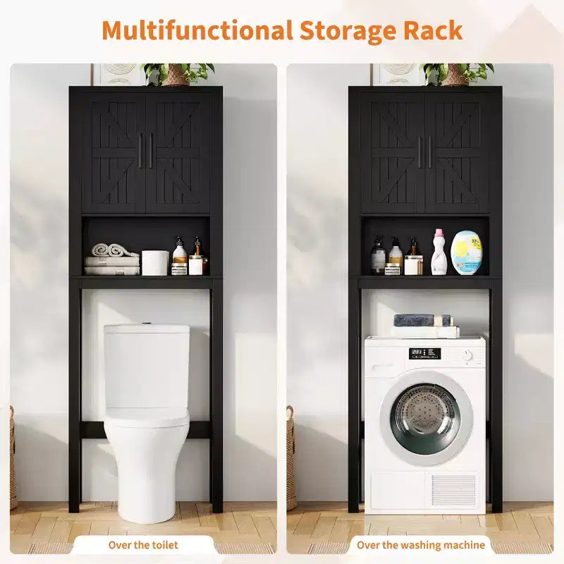 Étagère de rangement de salle de bain de 23,6 pouces de large au-dessus des toilettes avec armoire, organisateur d'étagère de salle de bain, autoportante avec conception anti-basculement