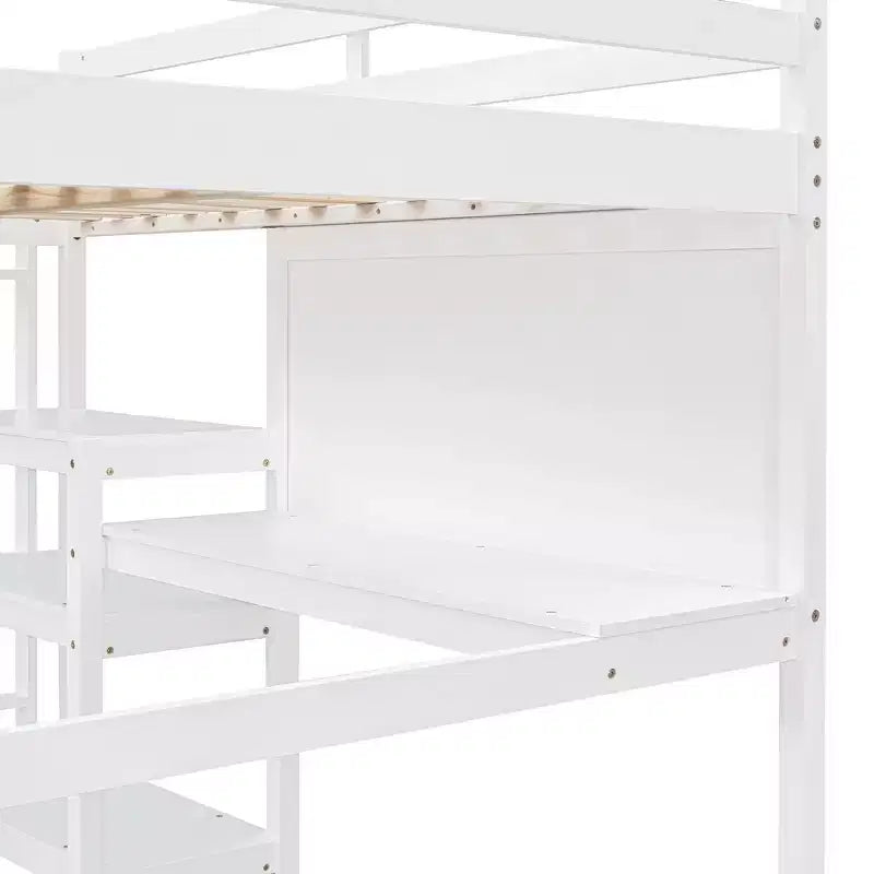 Lit mezzanine moderne avec bibliothèque, bureau et tableau d'écriture