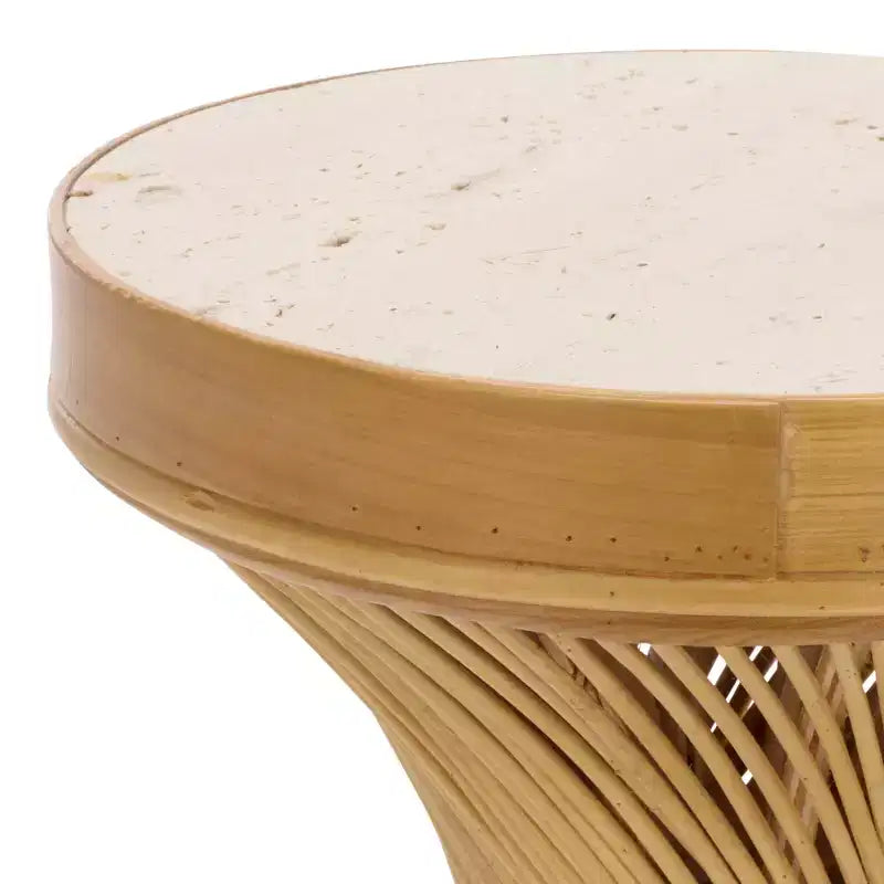 Table d'appoint ronde avec plateau en marbre - Beige