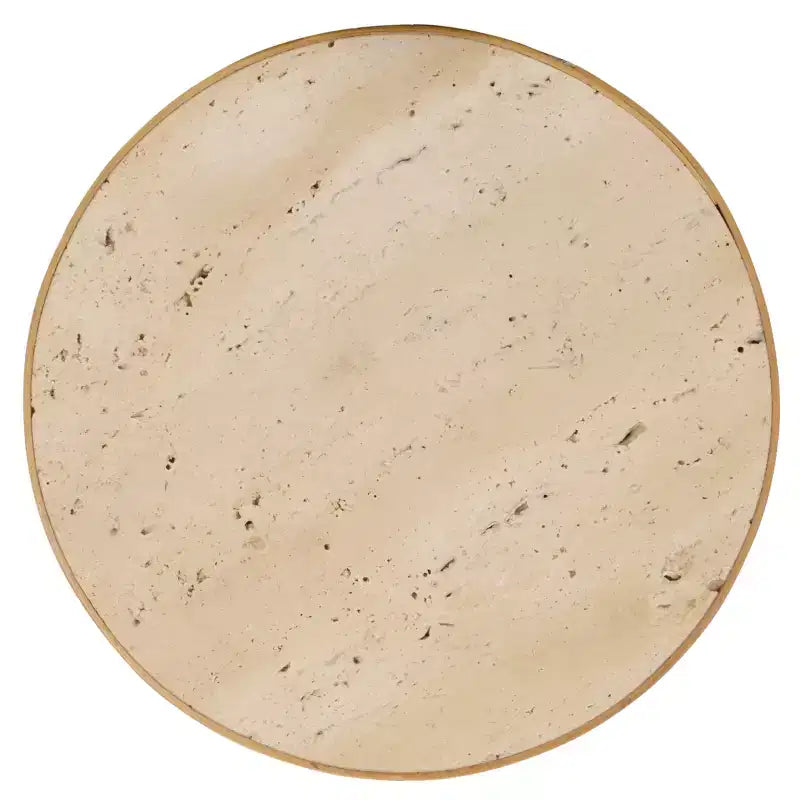 Table d'appoint ronde avec plateau en marbre - Beige