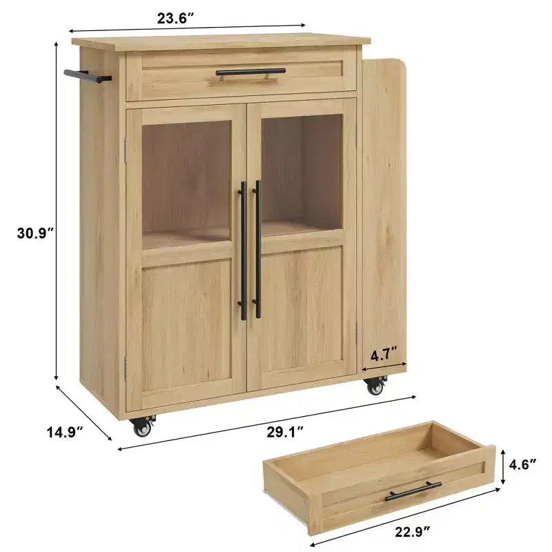 Îlot de cuisine roulant avec armoire de rangement et porte-épices