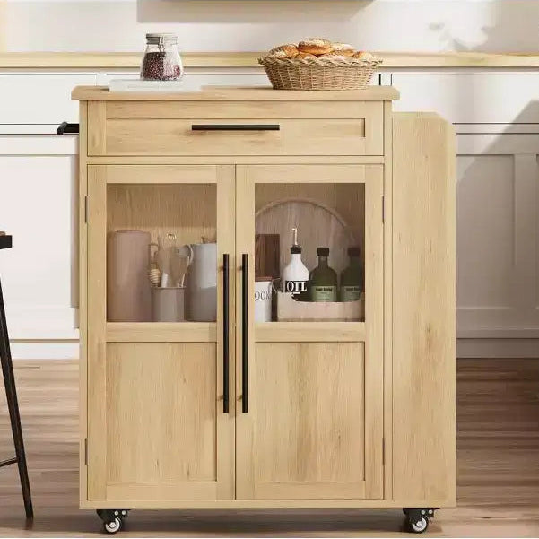 Kitchen Island with Storage, Kitchen Storage Island with Spice Rack and Drawer, 360 Rolling Kitchen on Wheels, for Home, Dining Room