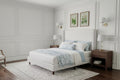 Dyonery Queen Bed Frame with 56 Tall Corduroy Headboard,Upholstered Bed Frames with Wingback Thicker Wood,No Box Spring Needed,Easy Assembly