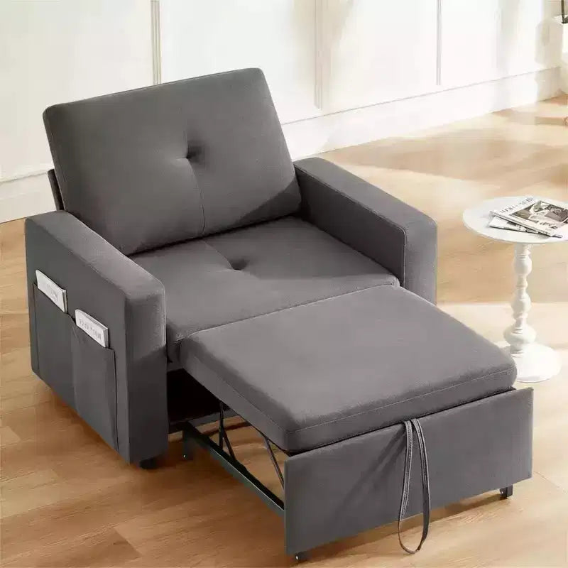 Fauteuil convertible 3-en-1 extra-large de 108 cm avec canapé gigogne, dossier inclinable sur 5 niveaux et poches latérales