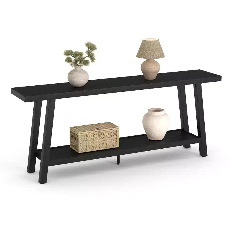 Console de 70,87 pouces avec étagère à 2 niveaux