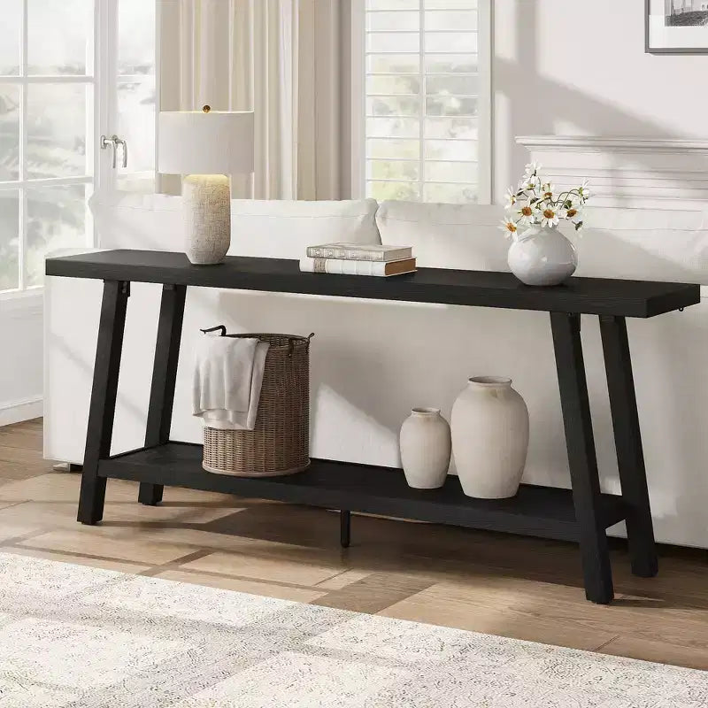 Console de 70,87 pouces avec étagère à 2 niveaux