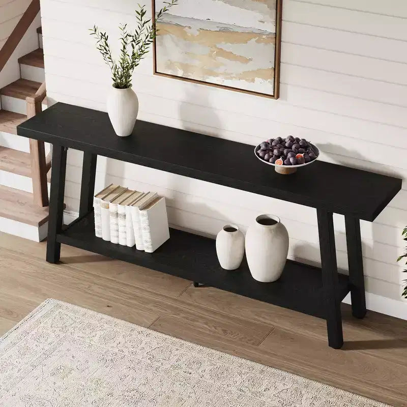 Console de 70,87 pouces avec étagère à 2 niveaux