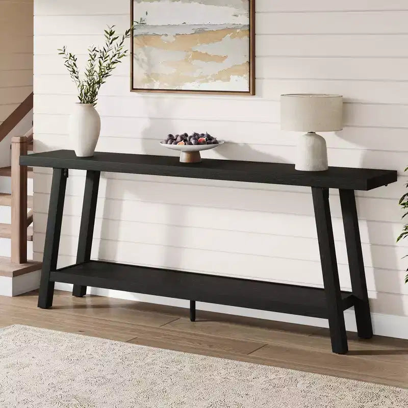 Console de 70,87 pouces avec étagère à 2 niveaux