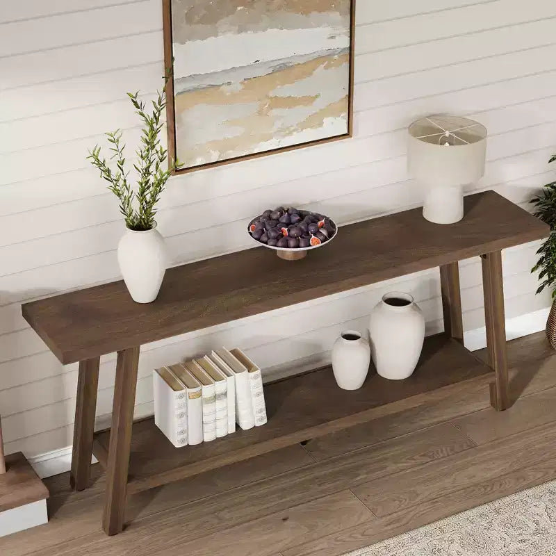 Console de 70,87 pouces avec étagère à 2 niveaux