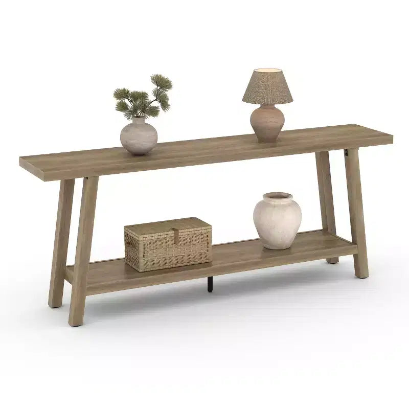 Console de 70,87 pouces avec étagère à 2 niveaux