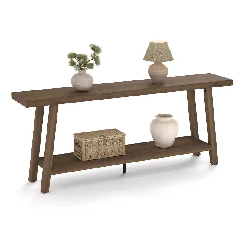 Console de 70,87 pouces avec étagère à 2 niveaux