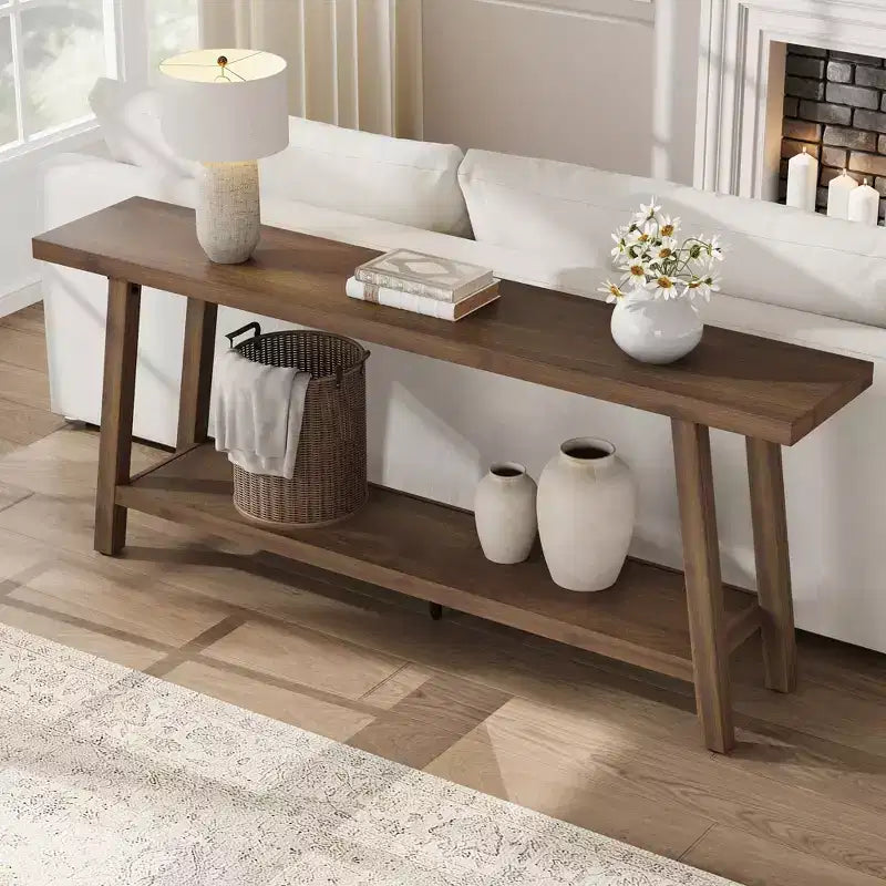 Console de 70,87 pouces avec étagère à 2 niveaux
