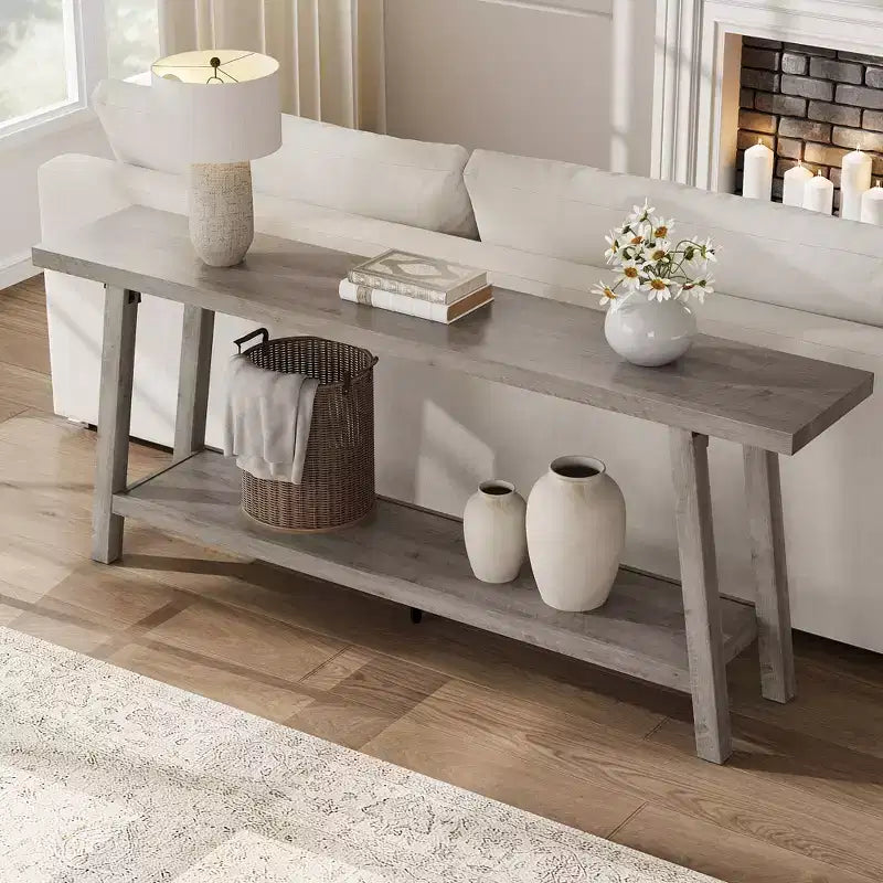 Console de 70,87 pouces avec étagère à 2 niveaux