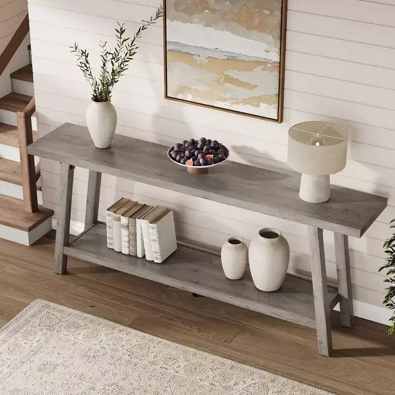 Console de 70,87 pouces avec étagère à 2 niveaux