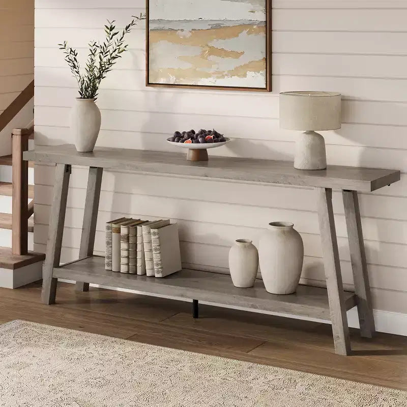 Console de 70,87 pouces avec étagère à 2 niveaux