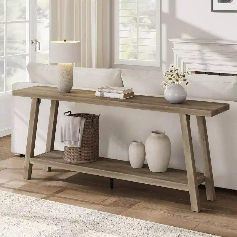 Console de 70,87 pouces avec étagère à 2 niveaux