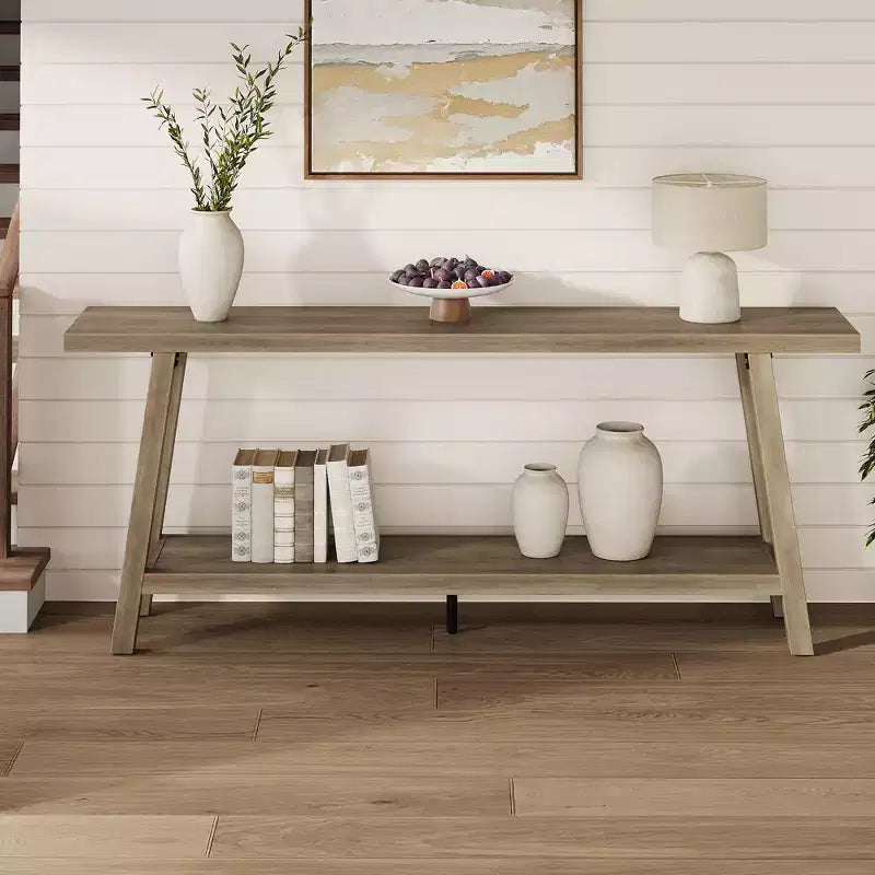 Console de 70,87 pouces avec étagère à 2 niveaux
