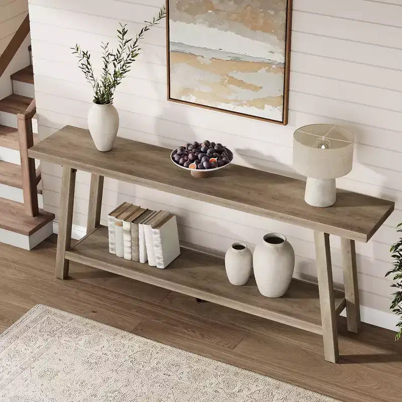 Console de 70,87 pouces avec étagère à 2 niveaux