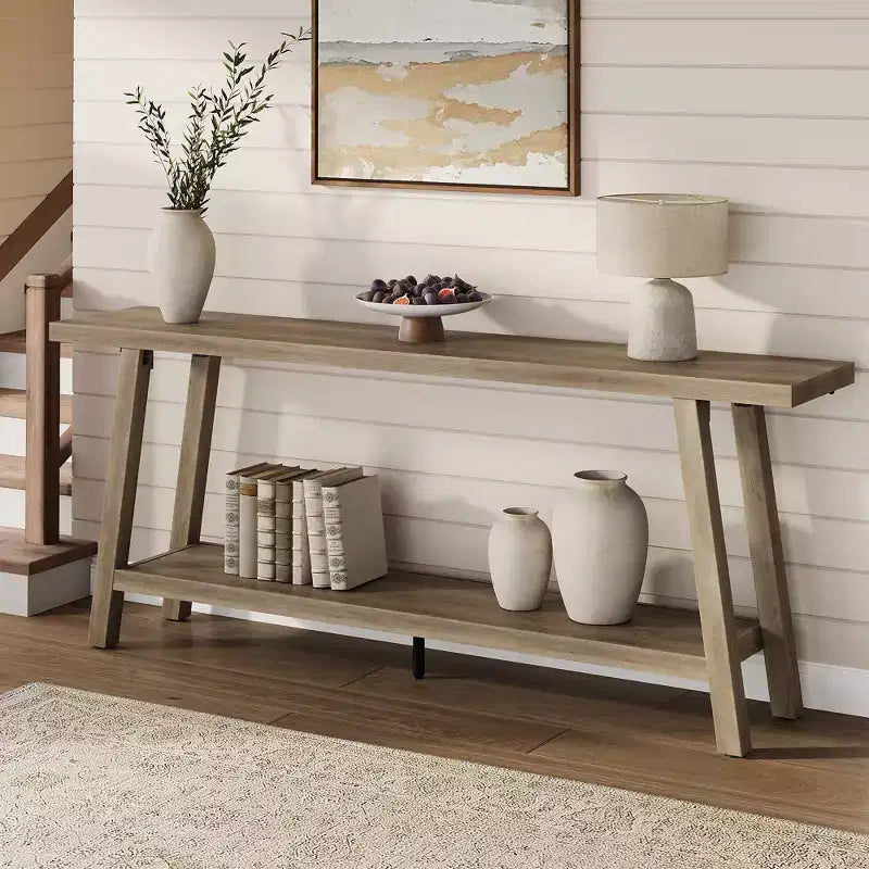 Console de 70,87 pouces avec étagère à 2 niveaux