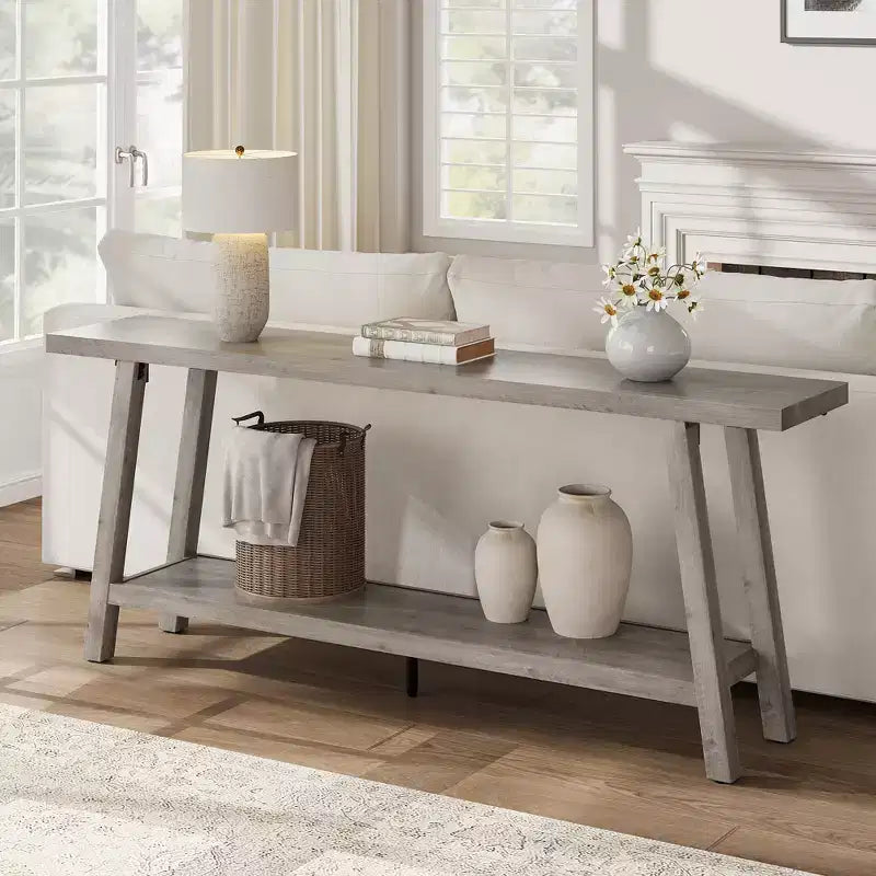 Console de 70,87 pouces avec étagère à 2 niveaux