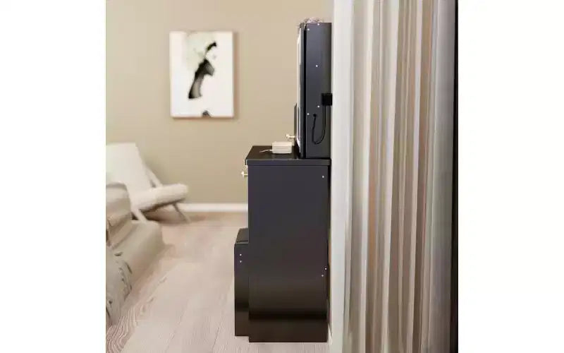 Ensemble de coiffeuse à LED avec miroir, tiroirs et tabouret pour petits espaces