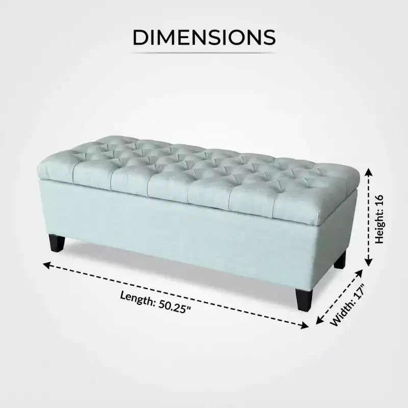 Banc de rangement ottoman rembourré avec charnière de sécurité, 127,6 cm