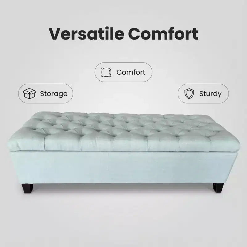 Banc de rangement ottoman rembourré avec charnière de sécurité, 127,6 cm